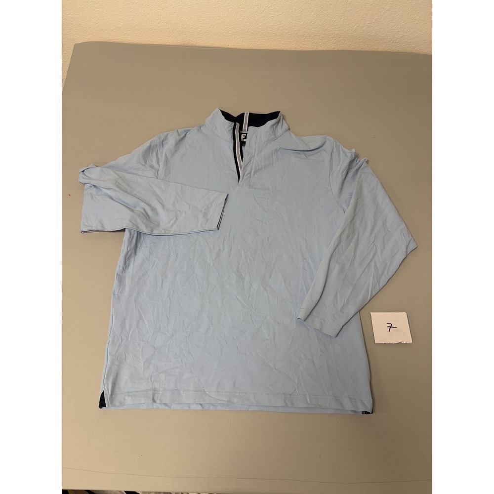 FootJoy FJ Men's XL Light Blue 1/4 Zip Golf Pullover Long Sleeve Shirt